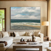 Load image into Gallery viewer, Tranquil Coastal Blues and Whites Abstract acrylic painting DLZ021