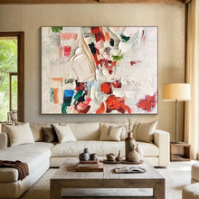 Load image into Gallery viewer, Custom Large Red - Accented Textured White Abstract - Perfect for Modern Dining Room & Art - Centric Penthouse LargeART0731