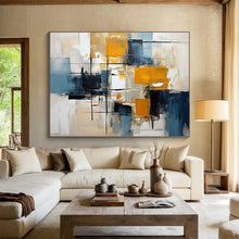 Load image into Gallery viewer, Color - Block Abstract Painting with Geometric Lines for Contemporary Office & Urban Loft DKH183