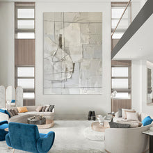 Load image into Gallery viewer, “White Abstract Collage - Like Forms” - Constructivist Abstract Acrylic, Ideal for Contemporary Art Space and Design Studio DTP017
