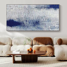 Load image into Gallery viewer, Blue & White Textured Abstract Painting, Suited for Coastal Bathroom & Nautical - Themed Study LargeART1359