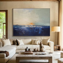 Load image into Gallery viewer, Muted Tones Coastal Sunset Abstract Painting on Canvas - “Subtle Dusk” DKH650