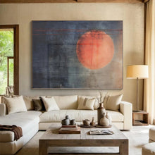 Load image into Gallery viewer, Large - Scale Red - Gray Abstract Sun Art for Minimalist Home & Art Gallery LargeART0452