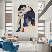 Load image into Gallery viewer, Cubist Abstract Figure Embrace, Perfect for Modern Art Gallery Wall & Thoughtful Living Room LargeART1980