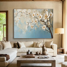 Load image into Gallery viewer, Textured White Blossom Tree Abstract Painting on Canvas - “Serene Blooms” DKH671