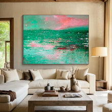 Load image into Gallery viewer, Green - Blue Abstract Sea Painting On Canvas DKH398