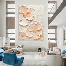 Load image into Gallery viewer, “Peach Floral Textured Art” - 3D Flower Art on Canvas DKH1389