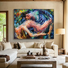 Load image into Gallery viewer, Hand - painted Colorful Embrace of Figures Acrylic Art for Romantic Living Room Walls LargeART1686
