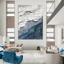 Load image into Gallery viewer, “Textured Coastal Layers” – Layered white, gray, and blue textured forms, evoking a coastal scene. DTP325