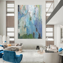 Load image into Gallery viewer, Textured Abstract Art, Cool Color Palette for Relaxing Reading Nook & Coastal Home Office LargeART2262