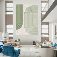 Load image into Gallery viewer, “Green & White Textured Shapes” - Modern Abstract Art on Canvas DKH1493