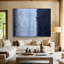 Load image into Gallery viewer, Minimalist “Blue - Gray Divide” Painting on Canvas, Abstract Calm Decor DKH840