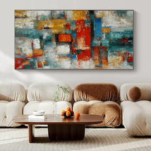 Load image into Gallery viewer, Colorful Cubist Abstract Painting, Perfect for Creative Office & Eclectic Gallery Wall LargeART1395