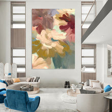 Load image into Gallery viewer, “Blush and Lavender Floral Harmony” - Pink, Purple, Blue Flower Art on Canvas DKH1353