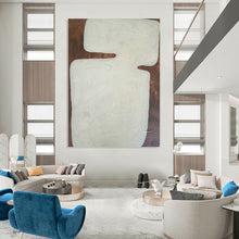 Load image into Gallery viewer, “White on Brown” - Textured Abstract Form Art, Abstract Painting on Canvas DKH1082