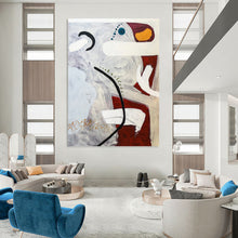 Load image into Gallery viewer, “Dynamic Color Fusion” - Grey, Red, White, Blue Abstract Art on Canvas DKH1108