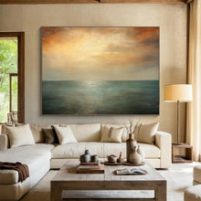 Load image into Gallery viewer, Ethereal Sea & Sunset Warm Hues & Calming Horizon on Canvas DLZ010