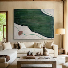 Load image into Gallery viewer, Green - White Abstract Landscape Painting on Canvas - “Nature’s Path” DKH610