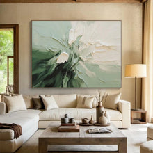 Load image into Gallery viewer, Textured Floral in Green and White Acrylic Art - Ideal for Botanical - themed Bedroom & Minimalist Living Room LargeART0624