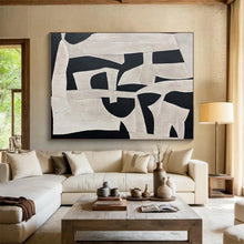 Load image into Gallery viewer, Black and White Geometric Shapes Abstract acrylic painting DLZ093