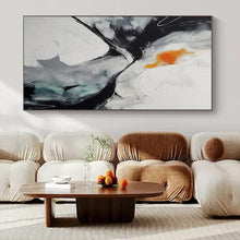 Load image into Gallery viewer, Black, White & Orange Abstract Painting, Ideal for Modern Living Room & Creative Studio LargeART1464