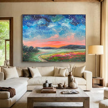 Load image into Gallery viewer, Starry Sunset Landscape Abstract Art for Nature Lover’s Bedroom & Cosy Reading Nook DKH122