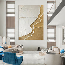 Load image into Gallery viewer, “White - Gold Textured Abstraction” Abstract Painting on Canvas, Luxe Wall Decor DKH986