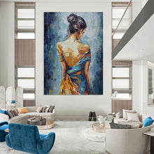 Load image into Gallery viewer, Blue & Orange Figurative Abstract Art, Ideal for Bohemian Bedroom & Artistic Studio LargeART2137