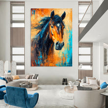 Load image into Gallery viewer, Expressive Abstract Horse Art, Bold Color - Contrasted Painting for Equestrian Lounge & Energetic Home Gym LargeART2210