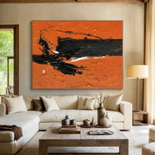 Load image into Gallery viewer, Orange Background with Black Strokes Acrylic Art - Ideal for Industrial - style Cafe & Bold Home Office LargeART0604