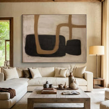 Load image into Gallery viewer, Black and Brown Curves Acrylic Art - Great for Hallway & Studio Decoration LargeART0536