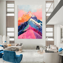 Load image into Gallery viewer, “Vibrant Mountain Peaks” – Color - Drenched Landscape Oil Painting DTP283