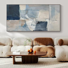Load image into Gallery viewer, Cool Tones Geometric Abstract Canvas Painting, Ideal for Coastal Living Room & Modern Study LargeART1218