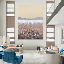 Load image into Gallery viewer, Beige & Brown Textured Landscape Painting, Perfect for Rustic Living Room & Cozy Reading Nook LargeART2090