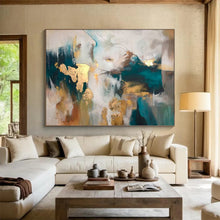 Load image into Gallery viewer, Hand - Painted Abstract Acrylic Art with Gold Foil for High - End Club Negotiation Area Decoration LargeART1632