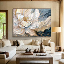 Load image into Gallery viewer, 3D Textured Floral Abstract Painting on Canvas - “Elegant Bloom” DKH703