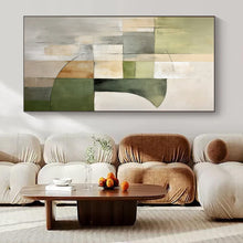 Load image into Gallery viewer, Green & Gray Geometric Abstract Painting, Perfect for Minimalist Home Office & Modern Lounge LargeART1458