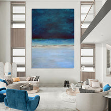 Load image into Gallery viewer, “Deep Blue Horizon” Abstract Seaside Painting on Canvas, Calming Coastal Art DKH938