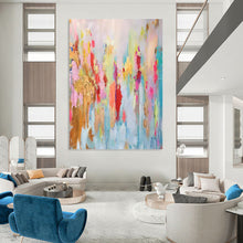 Load image into Gallery viewer, “Colorful Dreamscape Abstract” - Pink, Blue, Gold Abstract Art on Canvas DKH1340