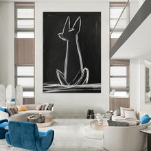 Load image into Gallery viewer, Minimalist Chalk - Drawn Cat Abstract, Perfect for Modern Kids’ Room & Art - Lovers’ Hallway LargeART2027
