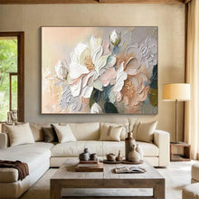 Load image into Gallery viewer, Impasto Floral Abstract Painting on Canvas - “Soft Petals” DKH713