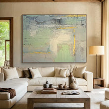 Load image into Gallery viewer, Oversized Gray - Mint Gold Abstract Acrylic Art for Living Room & Office Lobby LargeART0374