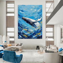 Load image into Gallery viewer, Blue and White Whale Abstract Painting, Ideal for Coastal Nursery & Ocean - Lover’s Den LargeART1881
