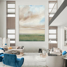 Load image into Gallery viewer, Green & Brown Abstract Field Art, Perfect for Rustic Bedroom & Calm Office LargeART2117