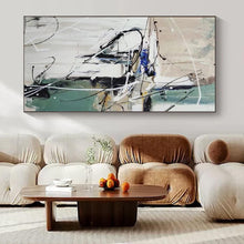 Load image into Gallery viewer, Large - Scale Hand - painted Monochrome Abstract Swirl Acrylic Art for Art - Forward Studios LargeART0202