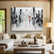 Load image into Gallery viewer, City Rain “Romantic Urban” Painting on Canvas, Impasto Cityscape Art DKH895