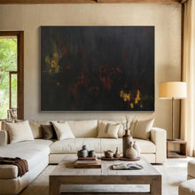 Load image into Gallery viewer, Large - Scale Dark Abstract with Red and Yellow Acrylic for Moody Home Theater & Sophisticated Art Lounge LargeART0354