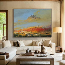 Load image into Gallery viewer, Expressive Mountain Sunset in Warm Hues Abstract acrylic painting DLZ042
