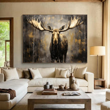 Load image into Gallery viewer, Moody Moose with Golden Accents Abstract acrylic painting DLZ079