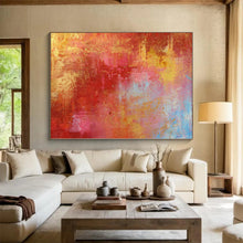 Load image into Gallery viewer, Hand - painted Oversized Warm Red and Orange Abstract Acrylic Art for Energetic Studios LargeART0022